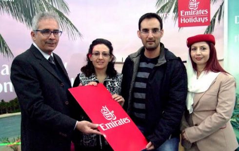 Η Μαρία Παπαδοπούλου και ο Χρήστος Κυριακίδης με τον Ανδρέα Χατζηκυριάκου, Διευθυντή Πωλήσεων της Emirates Κύπρου και την Χαραλαμπία Λεωνίδου της Emirates Holidays